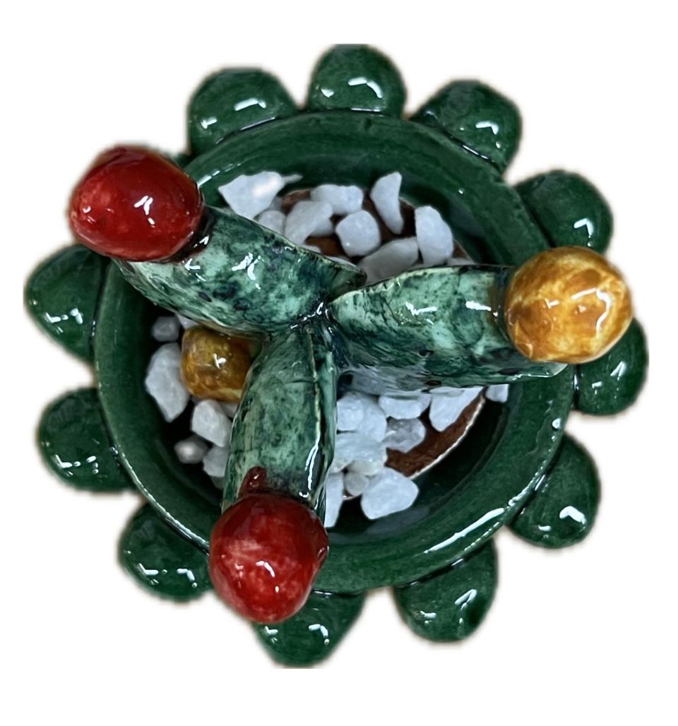 Piantina fico d'india in ceramica Produzione artigianale di Caltagirone H 5cm