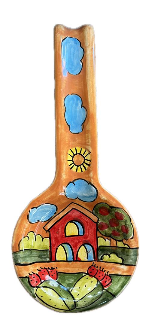 Poggiamestolo decoro Naif Produzione artigianale Santo Stefano di Camastra H 28cm