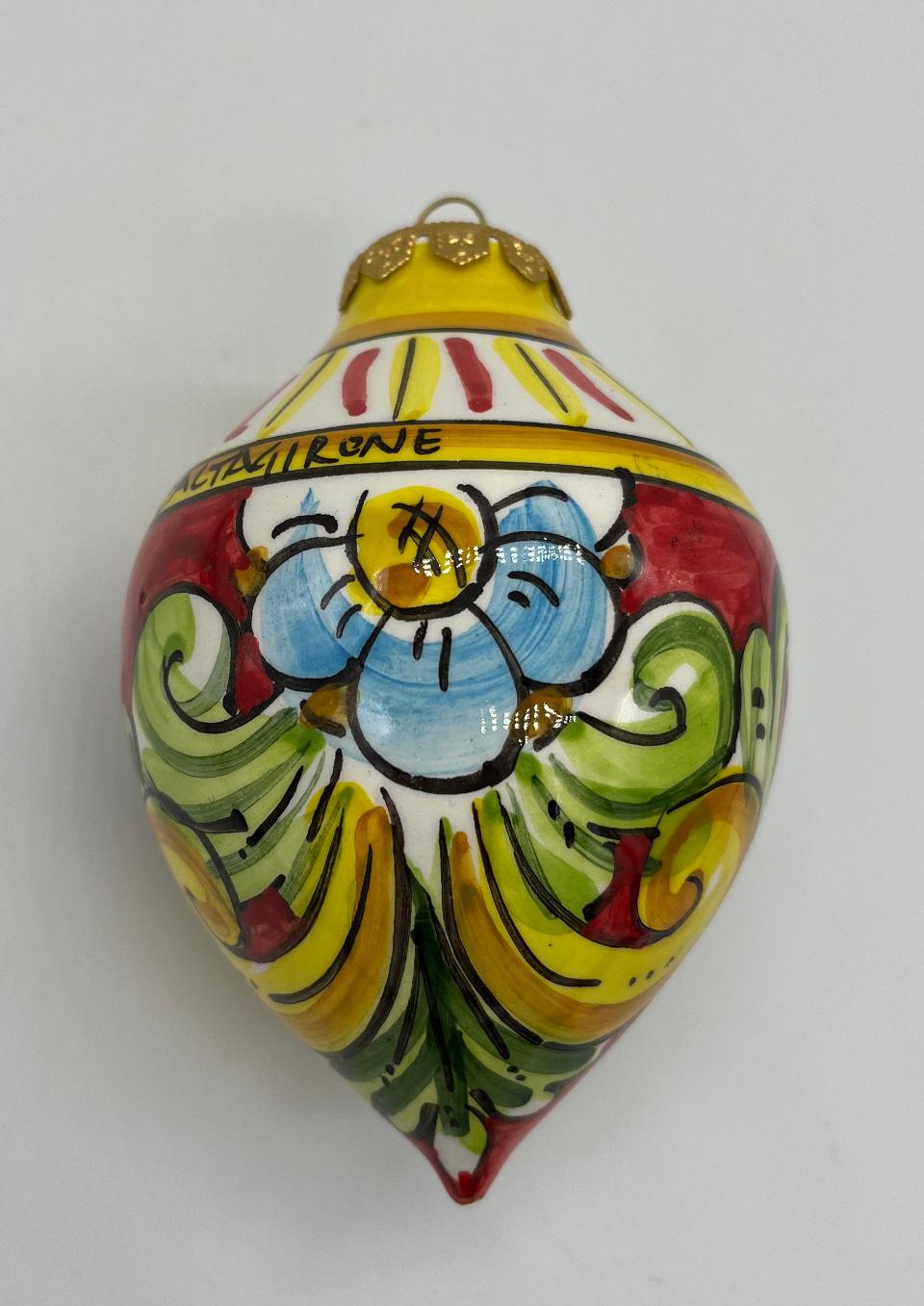 Palline di Natale in ceramica a goccia Produzione artigianale di Caltagirone 10cm