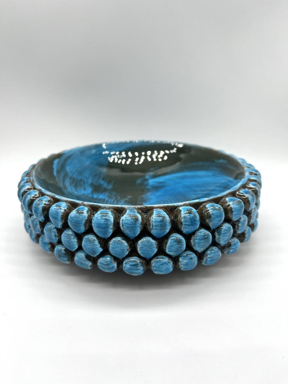 Ciotola pigna svuota tasche o porta caramelle blu marino Produzione artigianale di Santo Stefano di Camastra Diametro 17cm