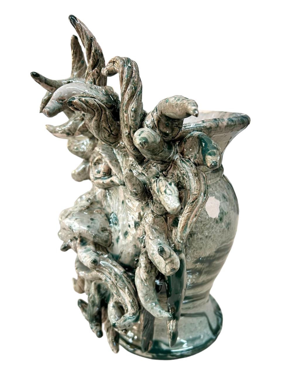 Testa di moro collezione I Miti modello Ciclope Polifemo colore grigio effetto marmo Produzione artigianale di Santo Stefano di Camastra h.30 cm
