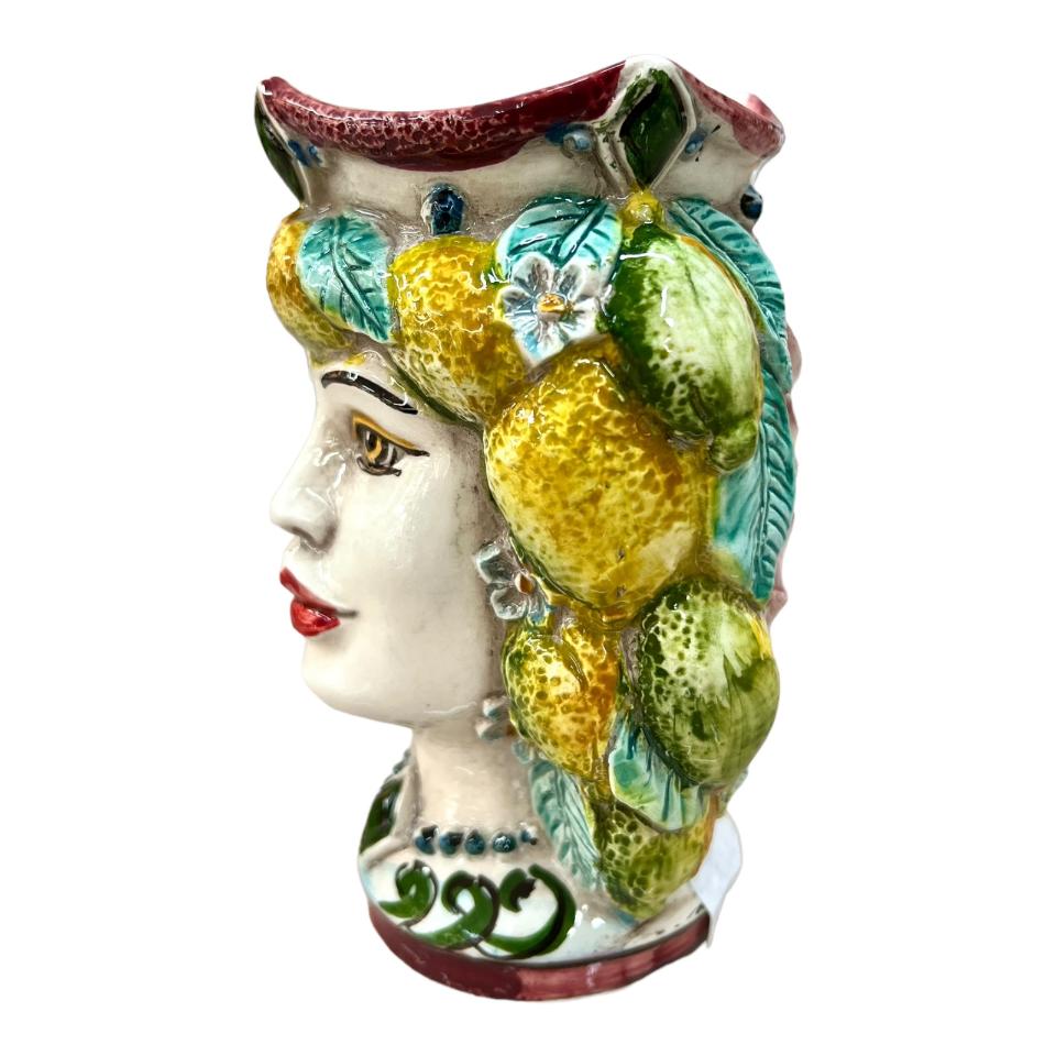 NEW Teste di moro design moderno con limoni Produzione artigianale di Caltagirone h.15cm