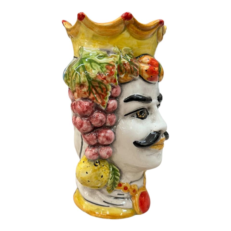 Teste di moro modello classico con frutta decorate Produzione artigianale di Catania h.18cm