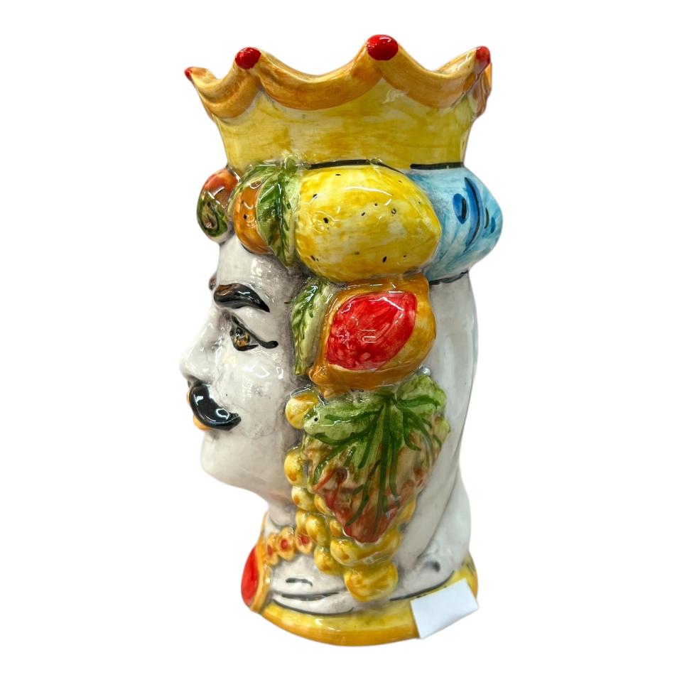 Teste di moro modello classico con frutta decorate Produzione artigianale di Catania h.18cm