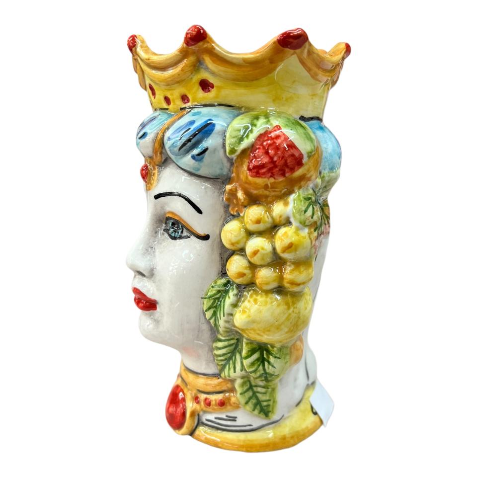 Teste di moro modello classico con frutta decorate Produzione artigianale di Catania h.18cm