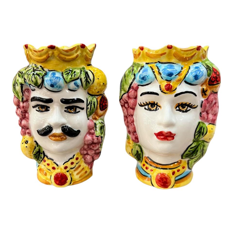 Teste di moro modello classico con frutta decorate Produzione artigianale di Catania h.13cm