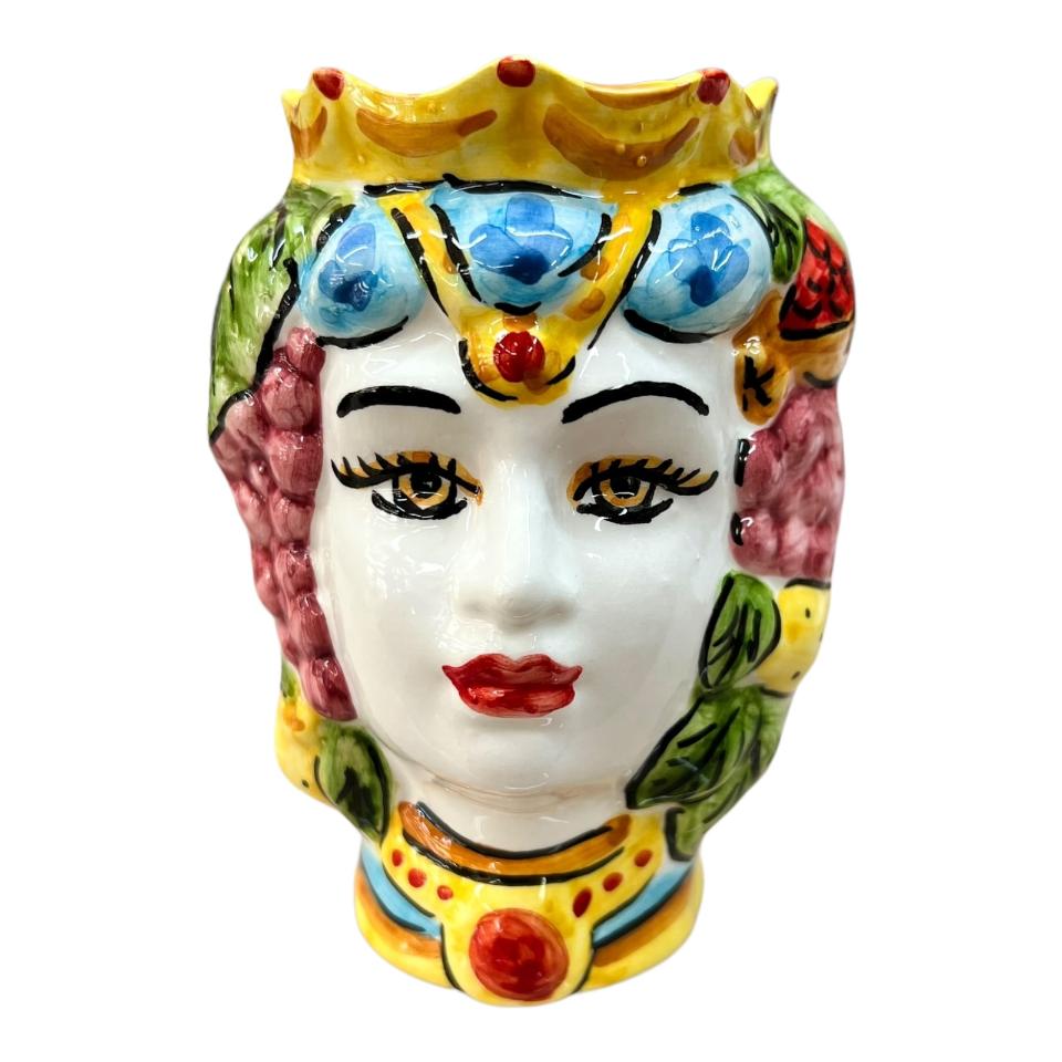 Teste di moro modello classico con frutta decorate Produzione artigianale di Catania h.13cm
