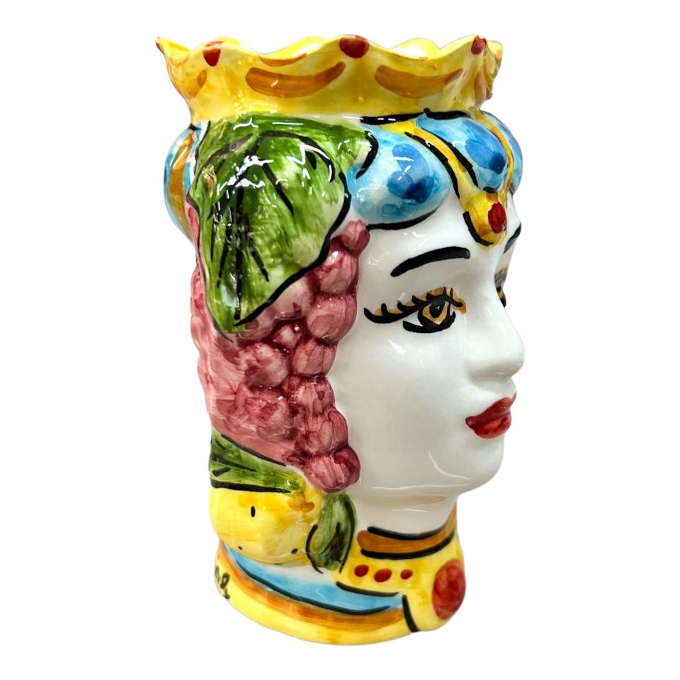 Teste di moro modello classico con frutta decorate Produzione artigianale di Catania h.15cm