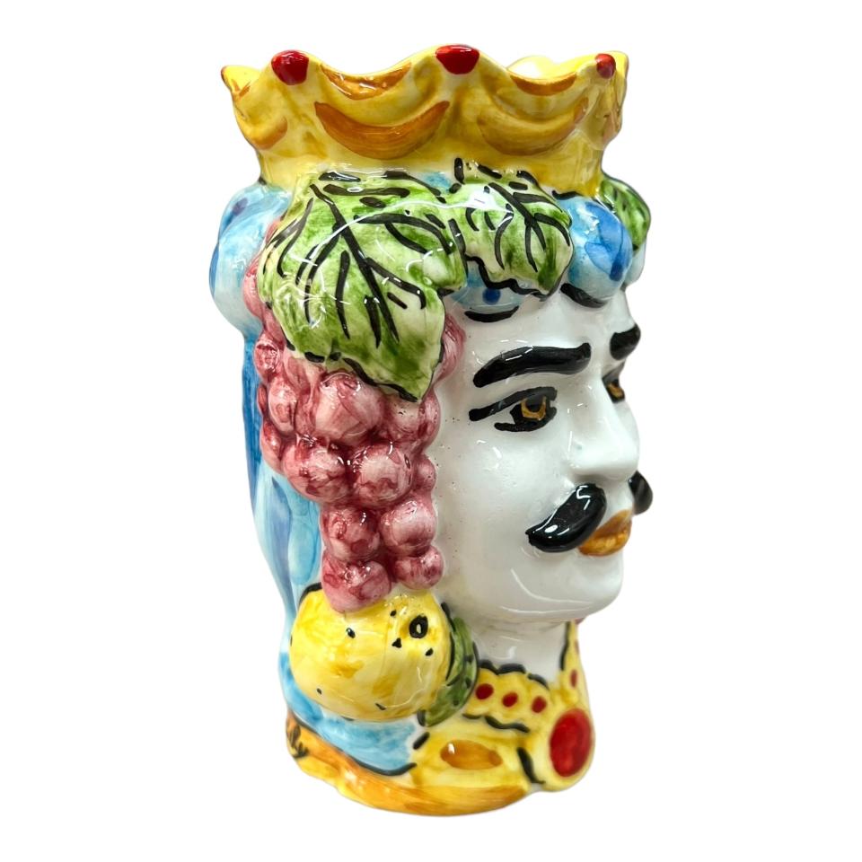 Teste di moro modello classico con frutta decorate Produzione artigianale di Catania h.13cm