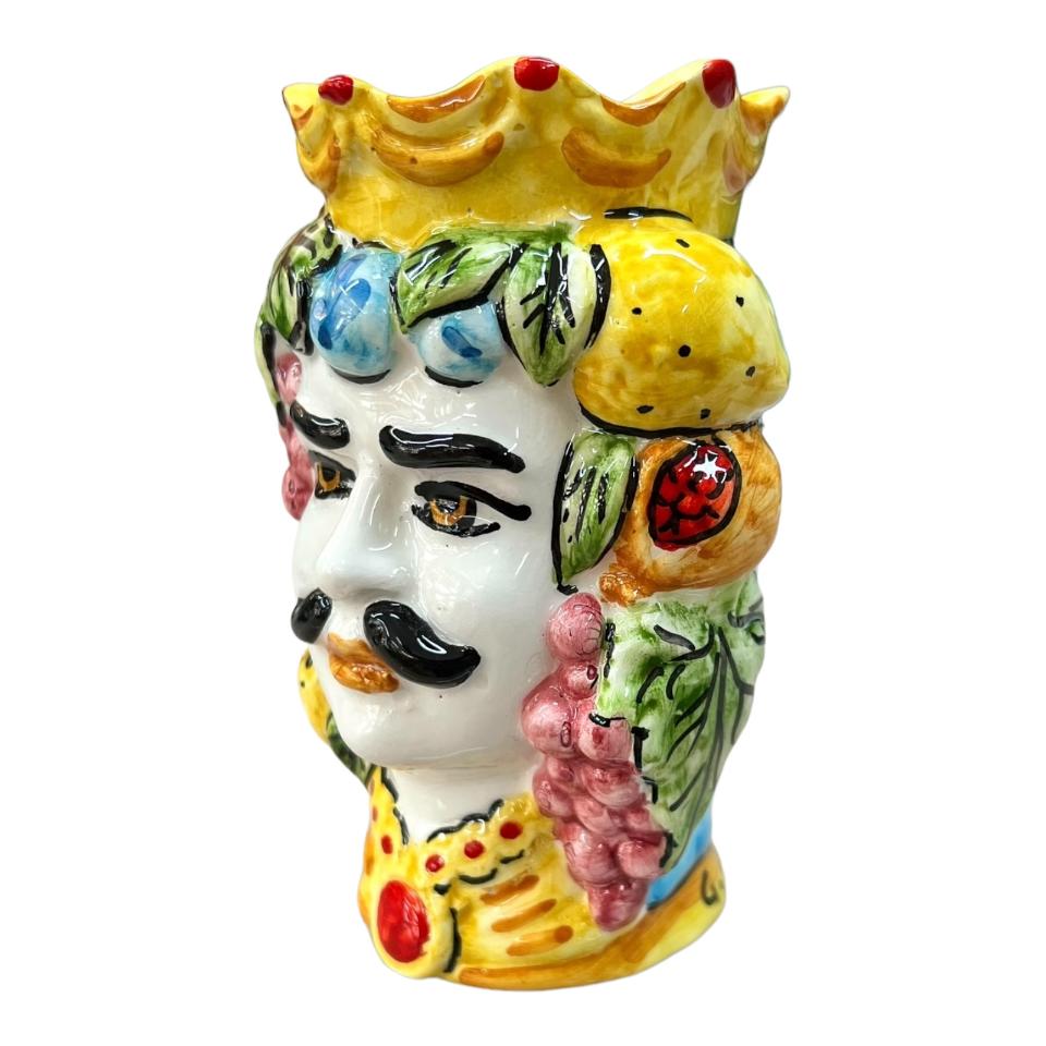 Teste di moro modello classico con frutta decorate Produzione artigianale di Catania h.13cm