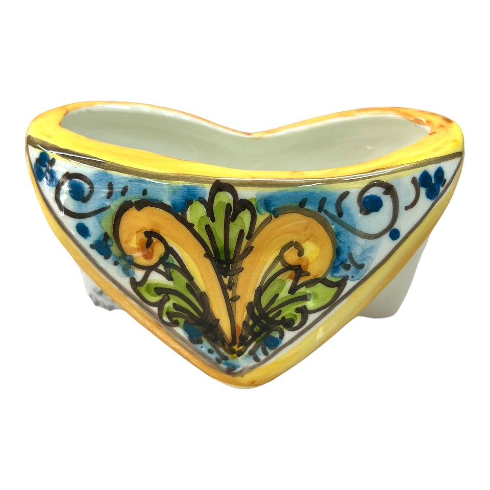 Porta biglietti da visitia in ceramica siciliana decoro ornato con limoni Produzione artigianale  di Caltagirone Lunghezza 12cm