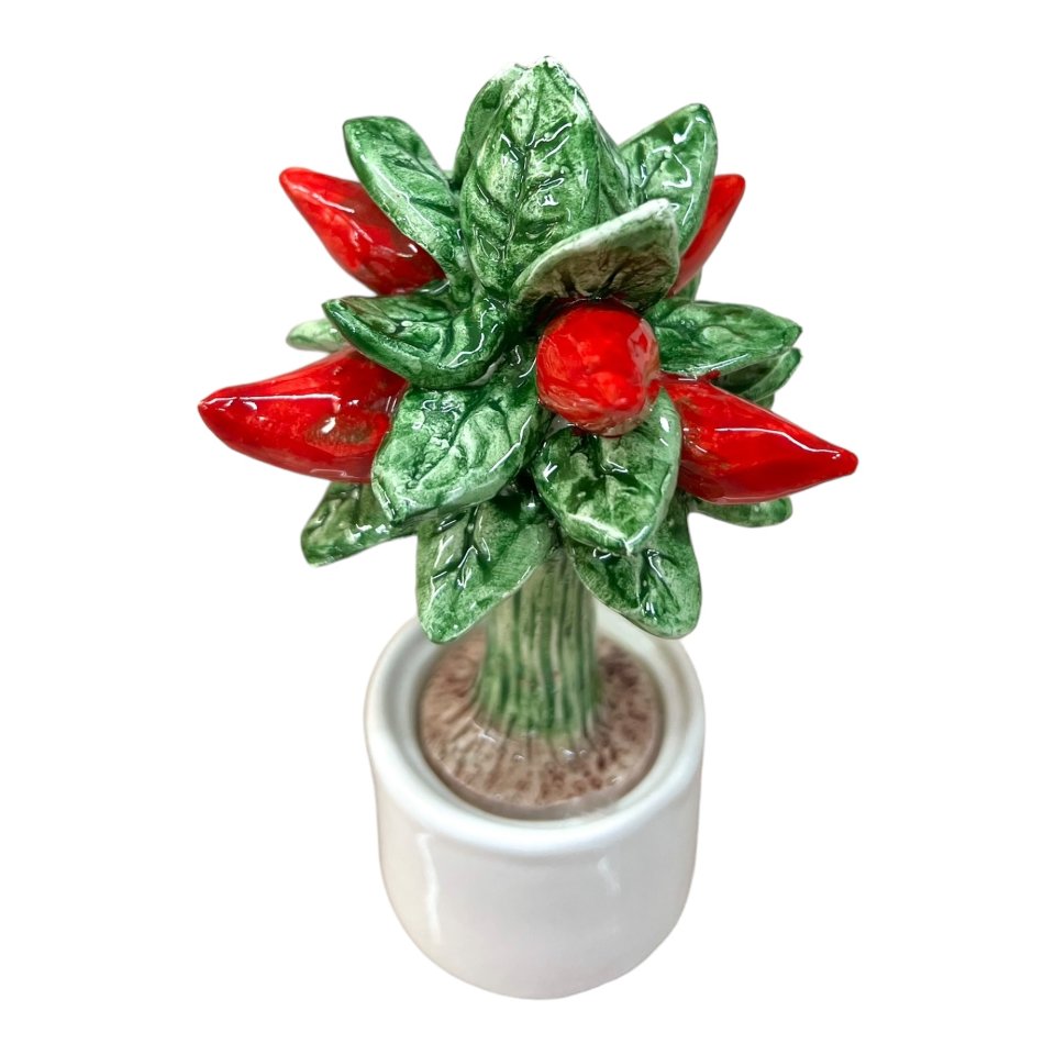 Albero di peperoncini in ceramica siciliana Produzione artigianale di Caltagirone h.15cm