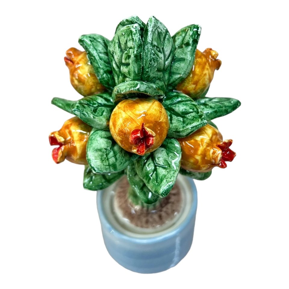 Albero di melograno in ceramica siciliana Produzione artigianale di Caltagirone h.15cm