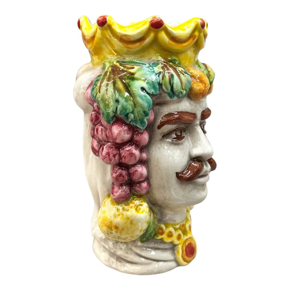 Coppia Teste di Moro con frutta modello classico Produzione artigianale  di Caltagirone h.15cm