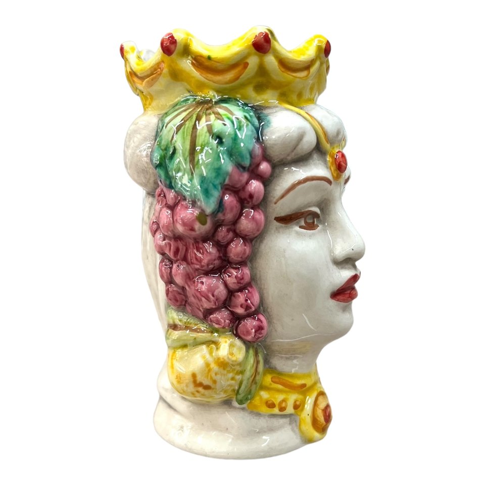 Coppia Teste di Moro con frutta modello classico Produzione artigianale  di Caltagirone h.15cm