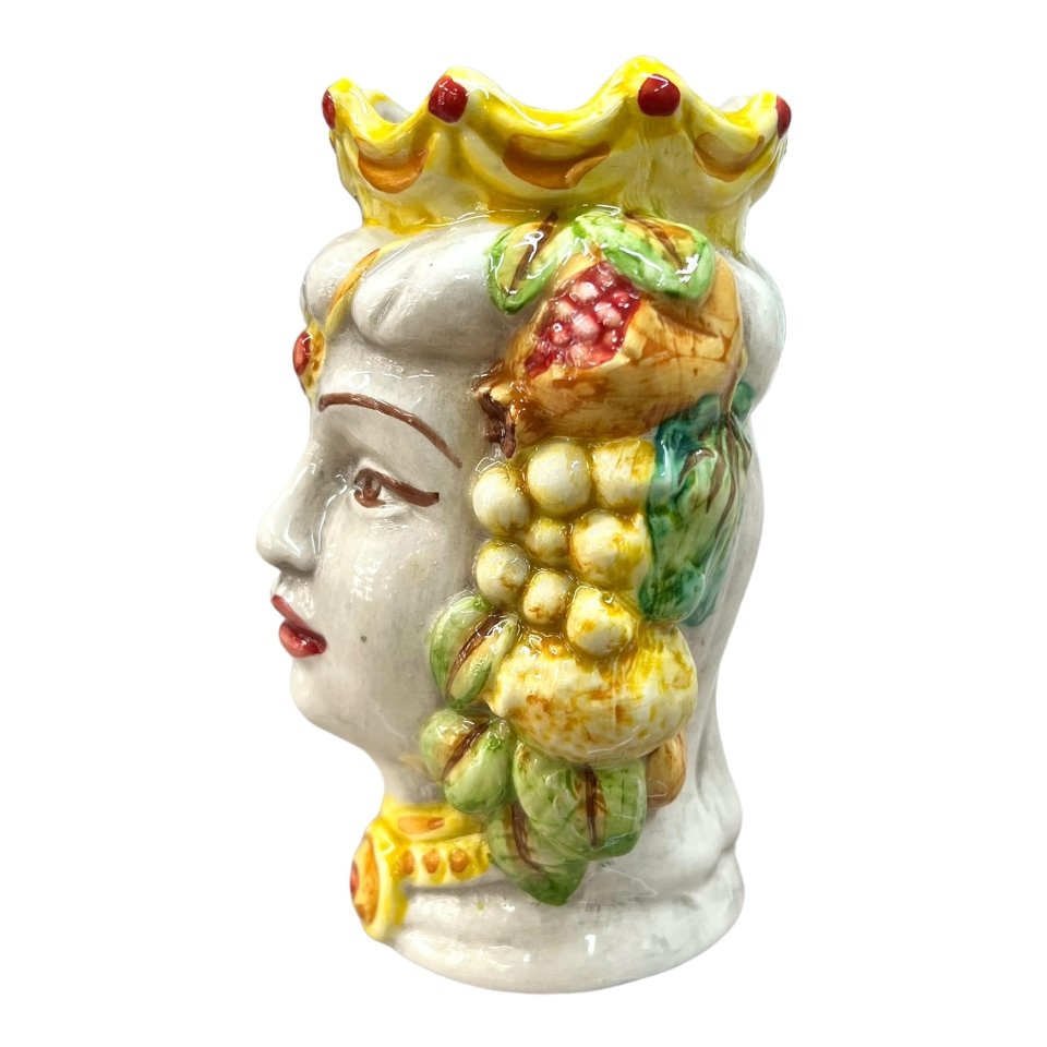 Coppia Teste di Moro con frutta modello classico Produzione artigianale  di Caltagirone h.15cm