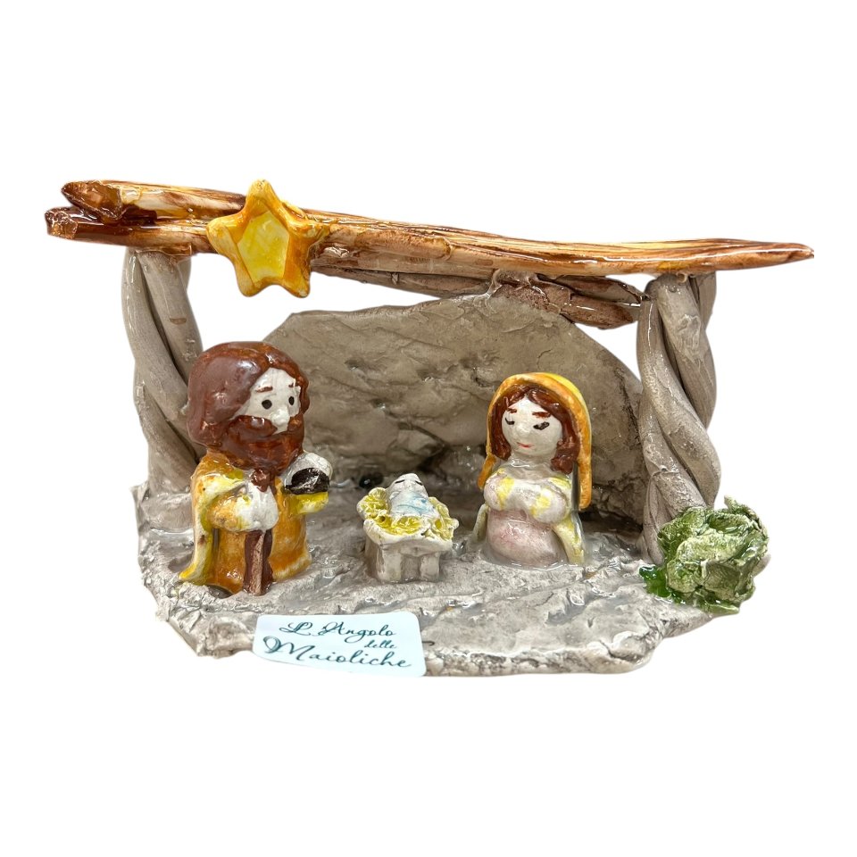 Presepe in ceramica siciliana natività Produzione artigianale di Caltagirone h.15cm