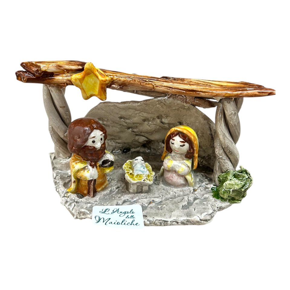 Presepe in ceramica siciliana natività Produzione artigianale di Caltagirone h.15cm