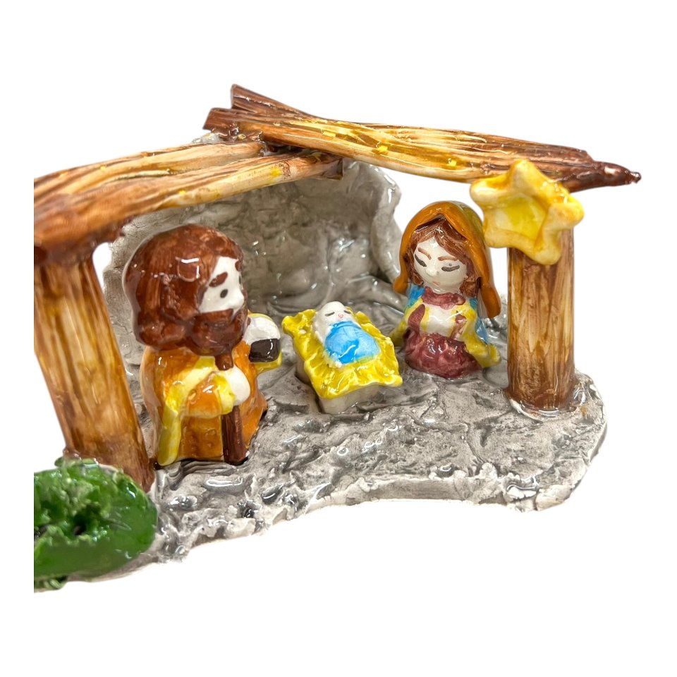 Presepe in ceramica siciliana natività Produzione artigianale di Caltagirone h.15cm