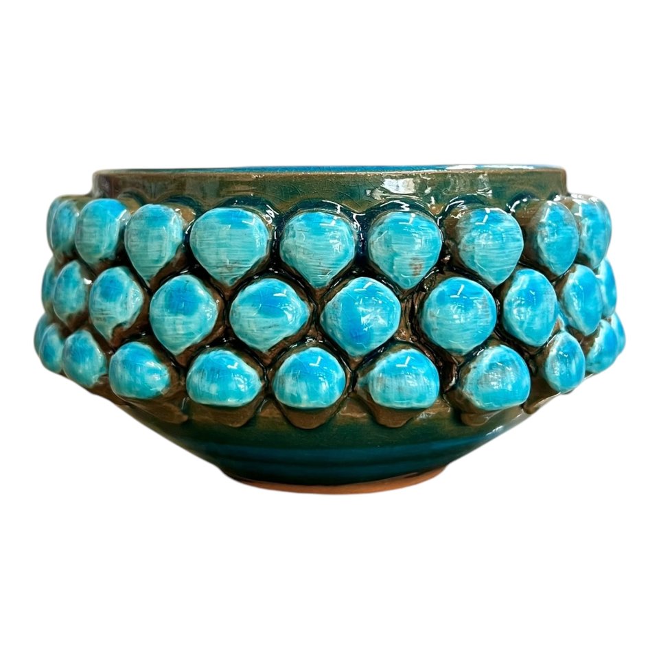 Ciotola pigna svuota tasche o porta caramelle in ceramica siciliana blu marino Produzione artigianale di Santo Stefano di Camastra Diametro 15cm