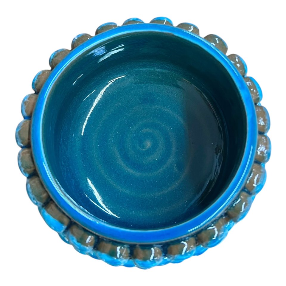 Ciotola pigna svuota tasche o porta caramelle in ceramica siciliana blu marino Produzione artigianale di Santo Stefano di Camastra Diametro 15cm