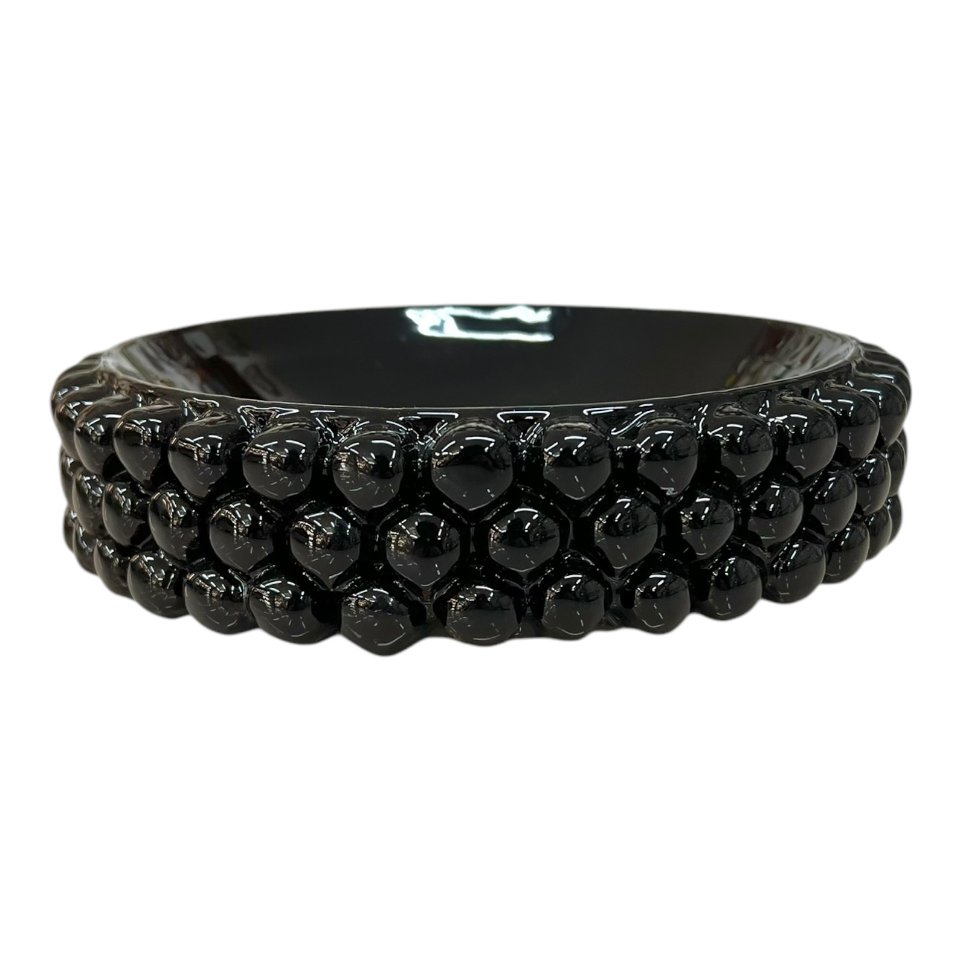 Ciotola pigna svuotatasche o porta caramelle in ceramica siciliana decoro nero monocolore Produzione artigianale di Santo Stefano di Camastra Diametro 18cm