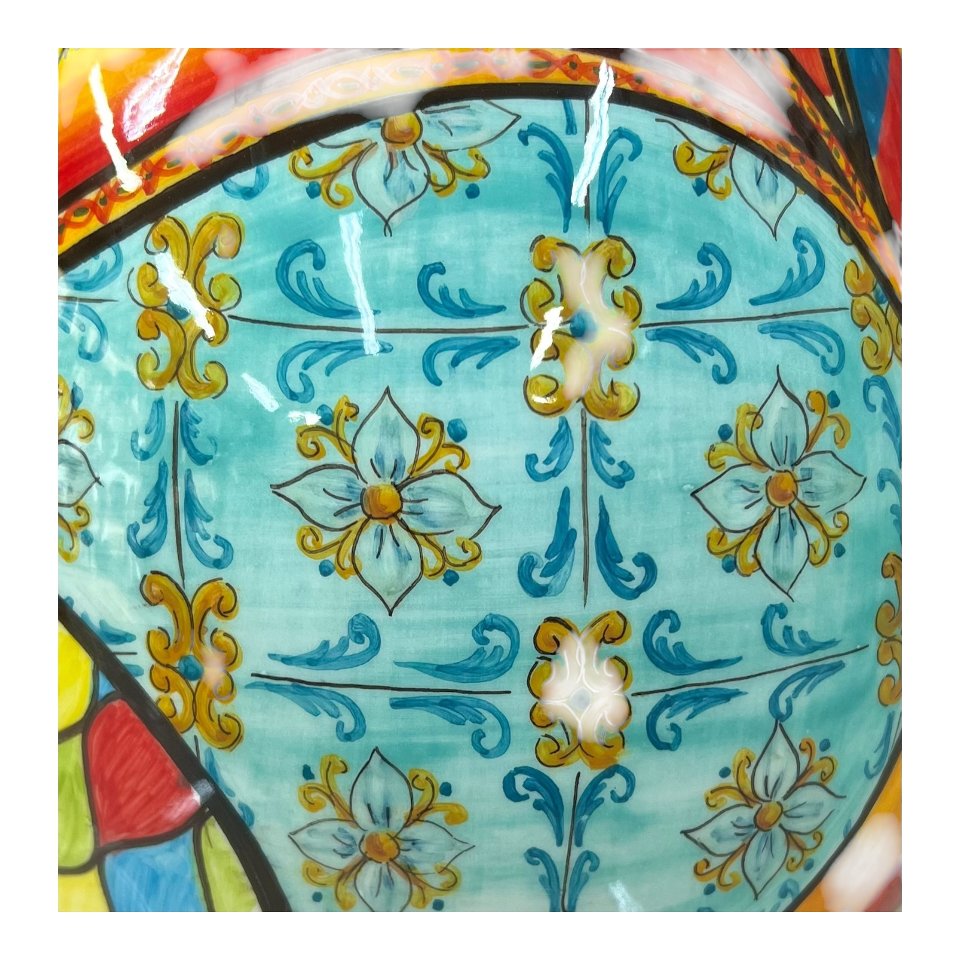 Uovo di Pasqua in pregiata ceramica siciliana decoro Sicilian Folk Produzione artigianale di Caltagirone h.25cm