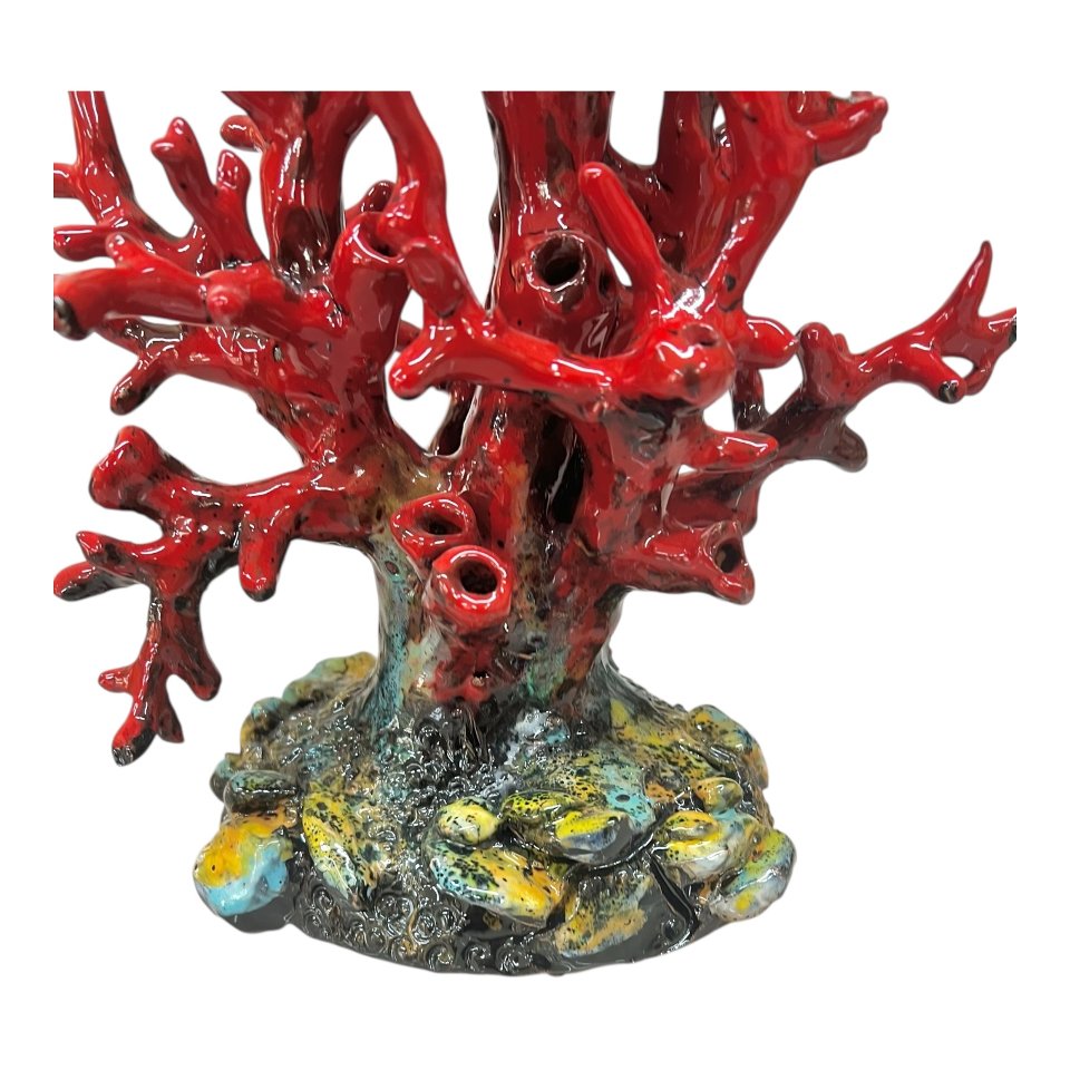 Corallo marino rosso in ceramica siciliana Produzione artigianale di Palermo h.40cm