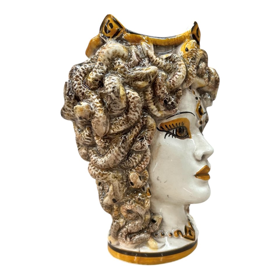 Testa di moro collezione I Miti modello medusa decoro fumé Produzione artigianale di Caltagirone h.15cm