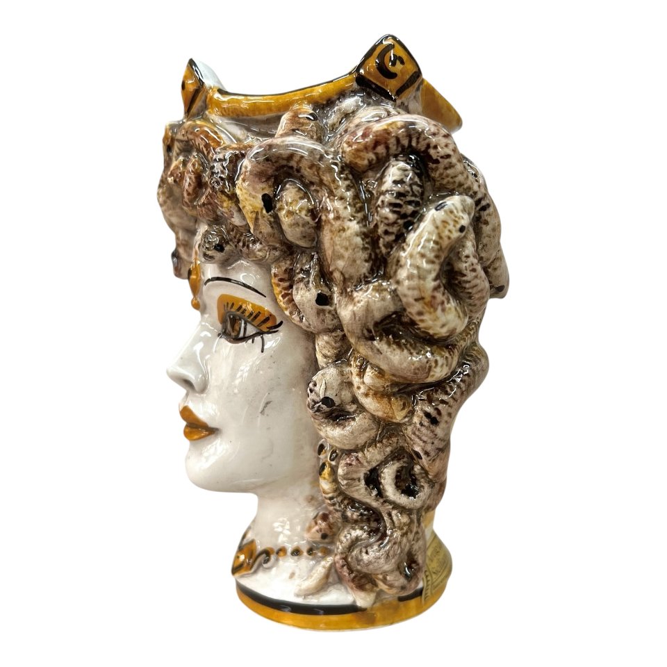 Testa di moro collezione I Miti modello medusa decoro fumé Produzione artigianale di Caltagirone h.15cm