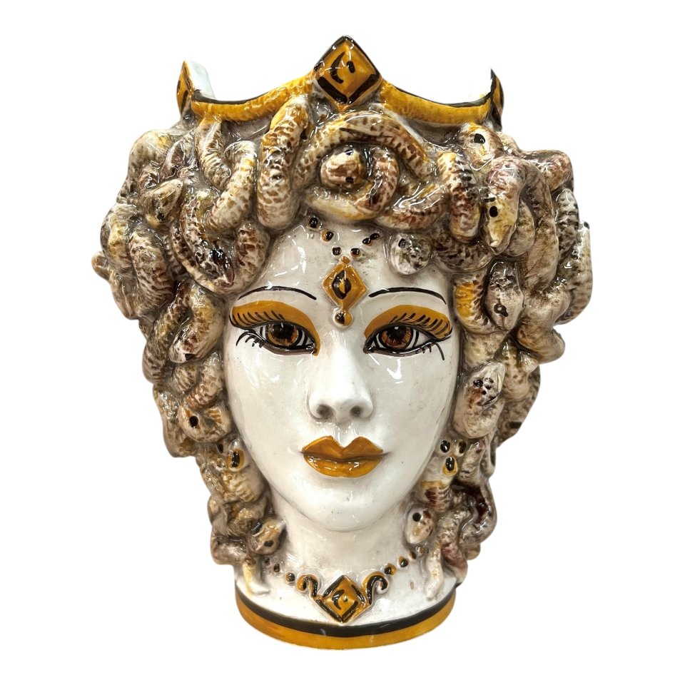 Testa di moro collezione I Miti modello medusa decoro fumé Produzione artigianale di Caltagirone h.15cm