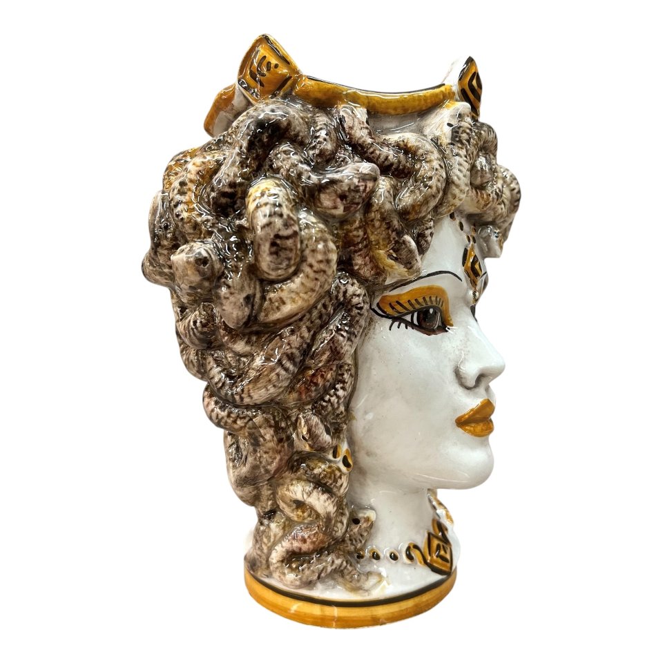 Testa di moro collezione I Miti modello Medusa decoro fumé Produzione artigianale di Caltagirone h.20cm