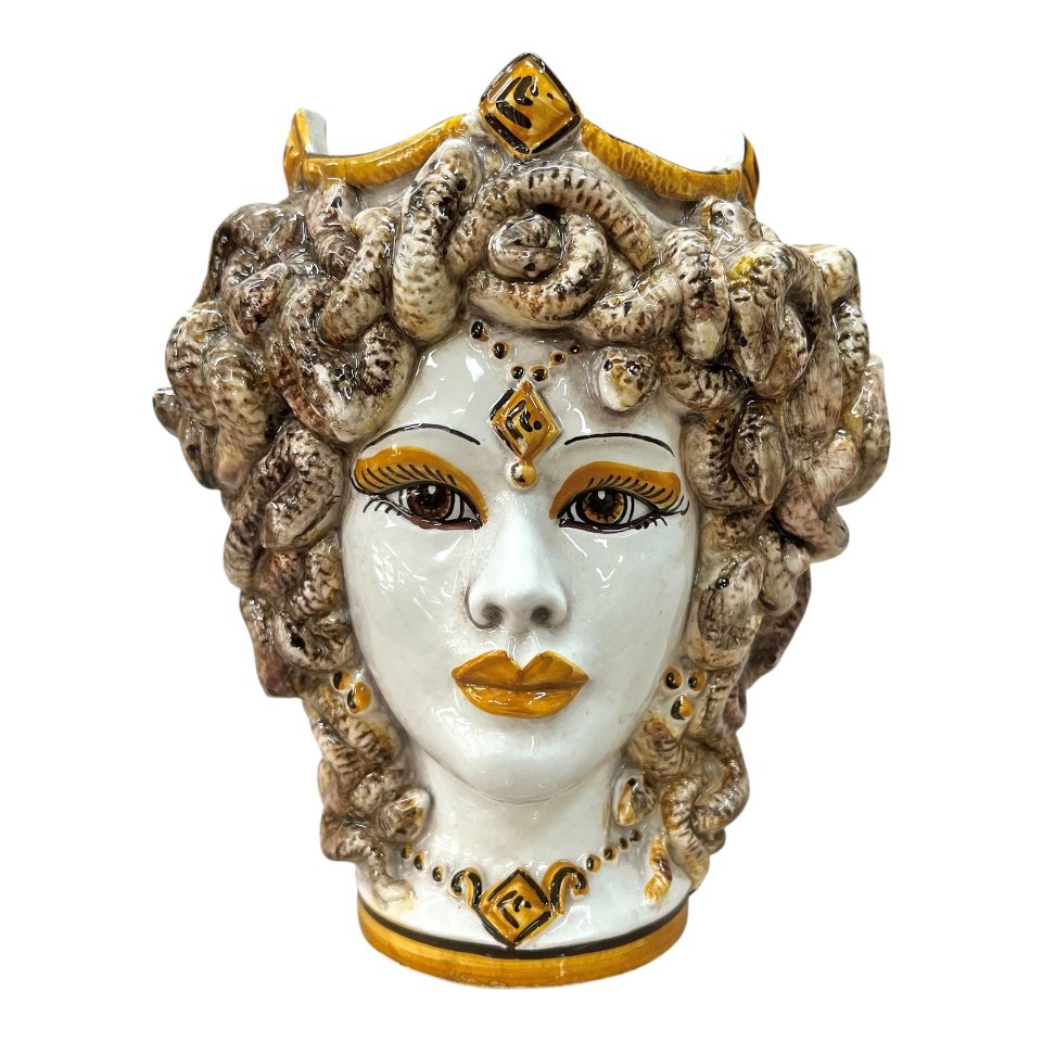 Testa di moro collezione I Miti modello Medusa decoro fumé Produzione artigianale di Caltagirone h.20cm