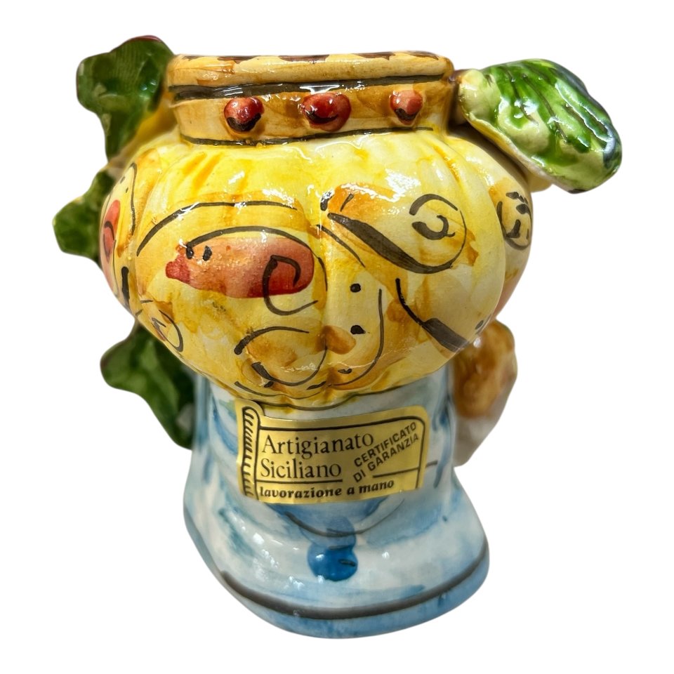 Testa di moro donna con frutta in ceramica siciliana Produzione artigianale di Caltagirone h.11cm