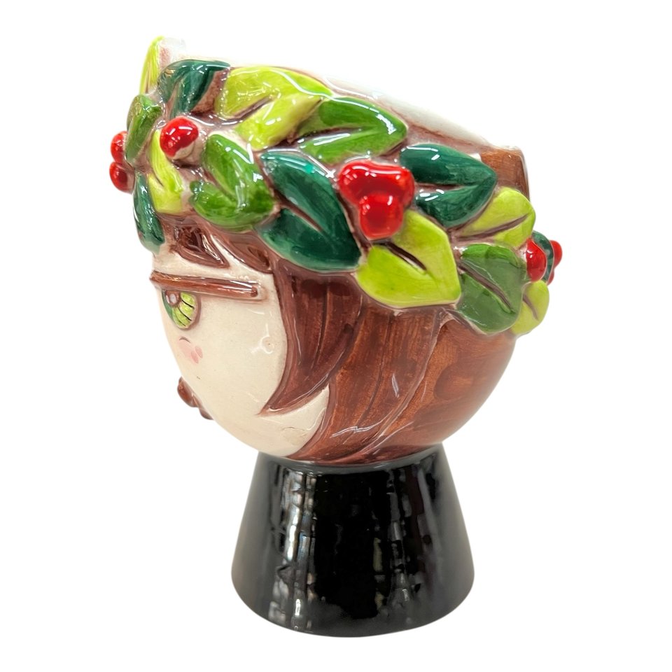 Testa di moro uomo laureato in ceramica siciliana Produzione artigianale di Catania h.12cm