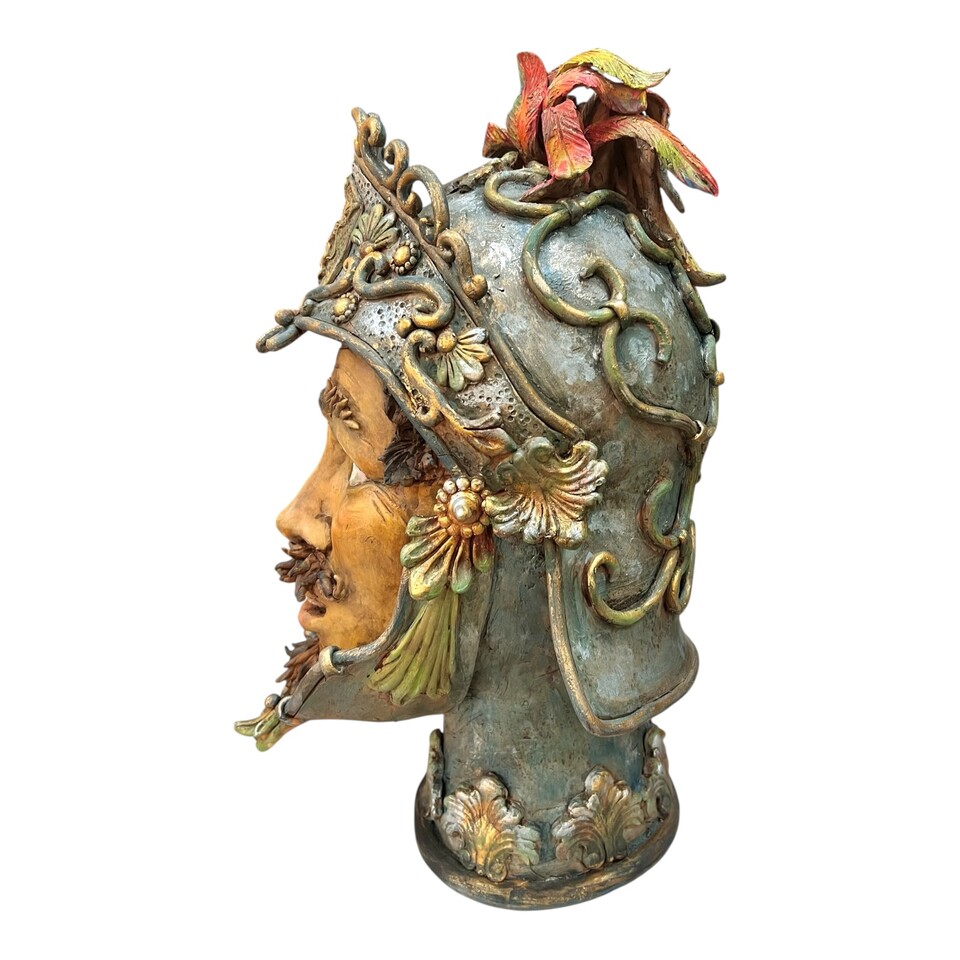 Teste di moro collezione I Miti modello Orlando Furioso Produzione artigianale di Palermo h.40cm