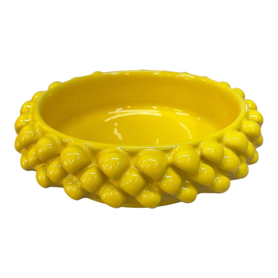 Svuota tasche a pigna in ceramica siciliana decoro giallo limone Produzione artigianale di Santo Stefano di Camastra Diametro 17cm