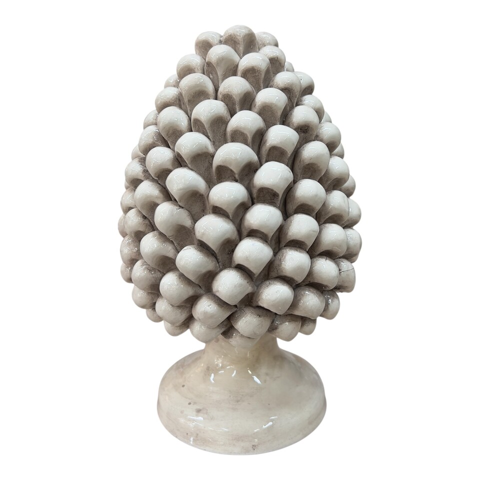 Pigna ornamentale in ceramica siciliana decoro fumé monocolore Produzione artigianale di Caltagirone h.25cm
