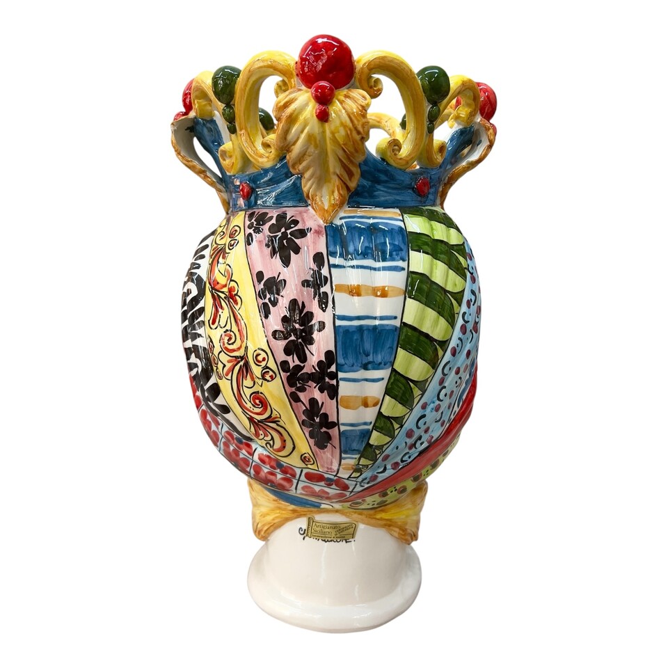 Teste di Moro Diana in ceramica siciliana decoro carretto Produzione artigianale di Caltagirone h.40cm