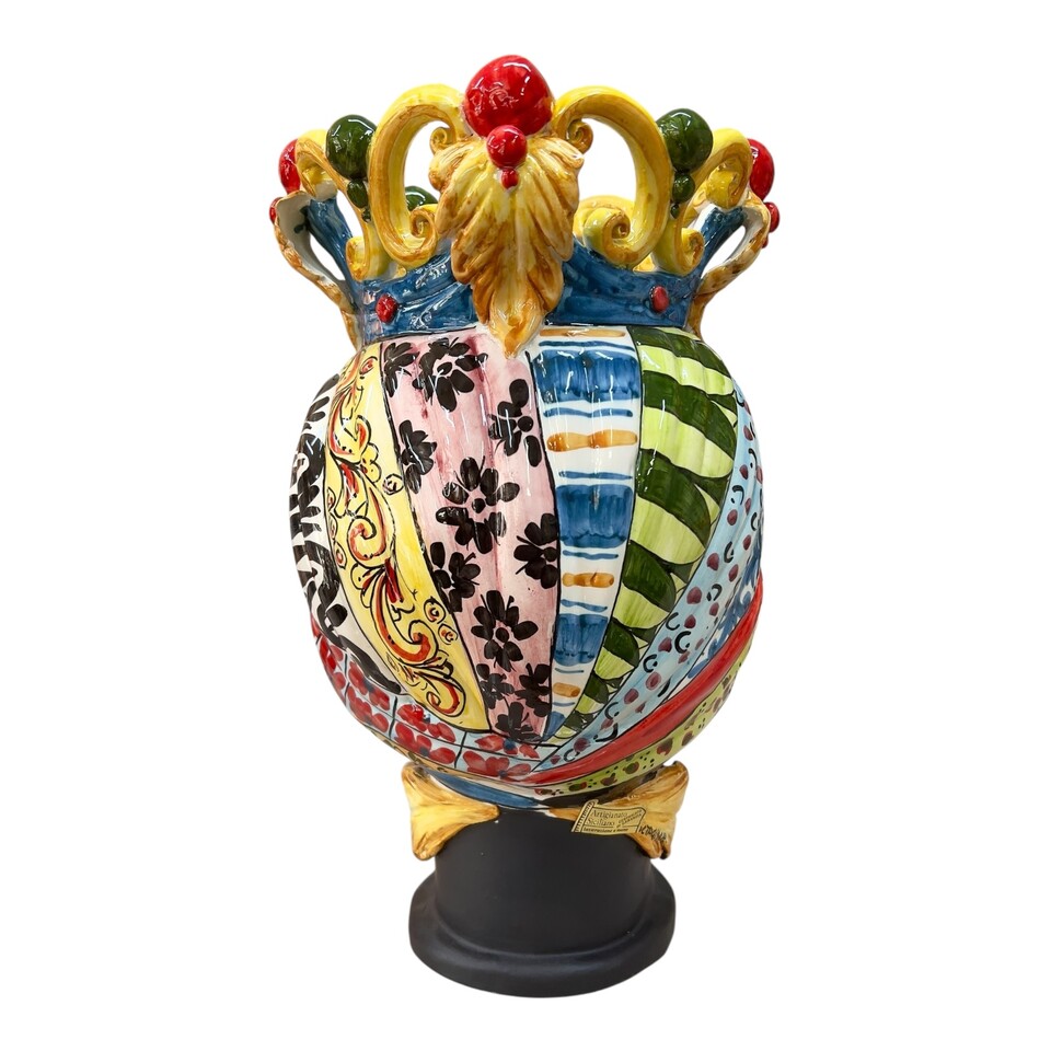 Teste di Moro Diana in ceramica siciliana decoro carretto Produzione artigianale di Caltagirone h.40cm