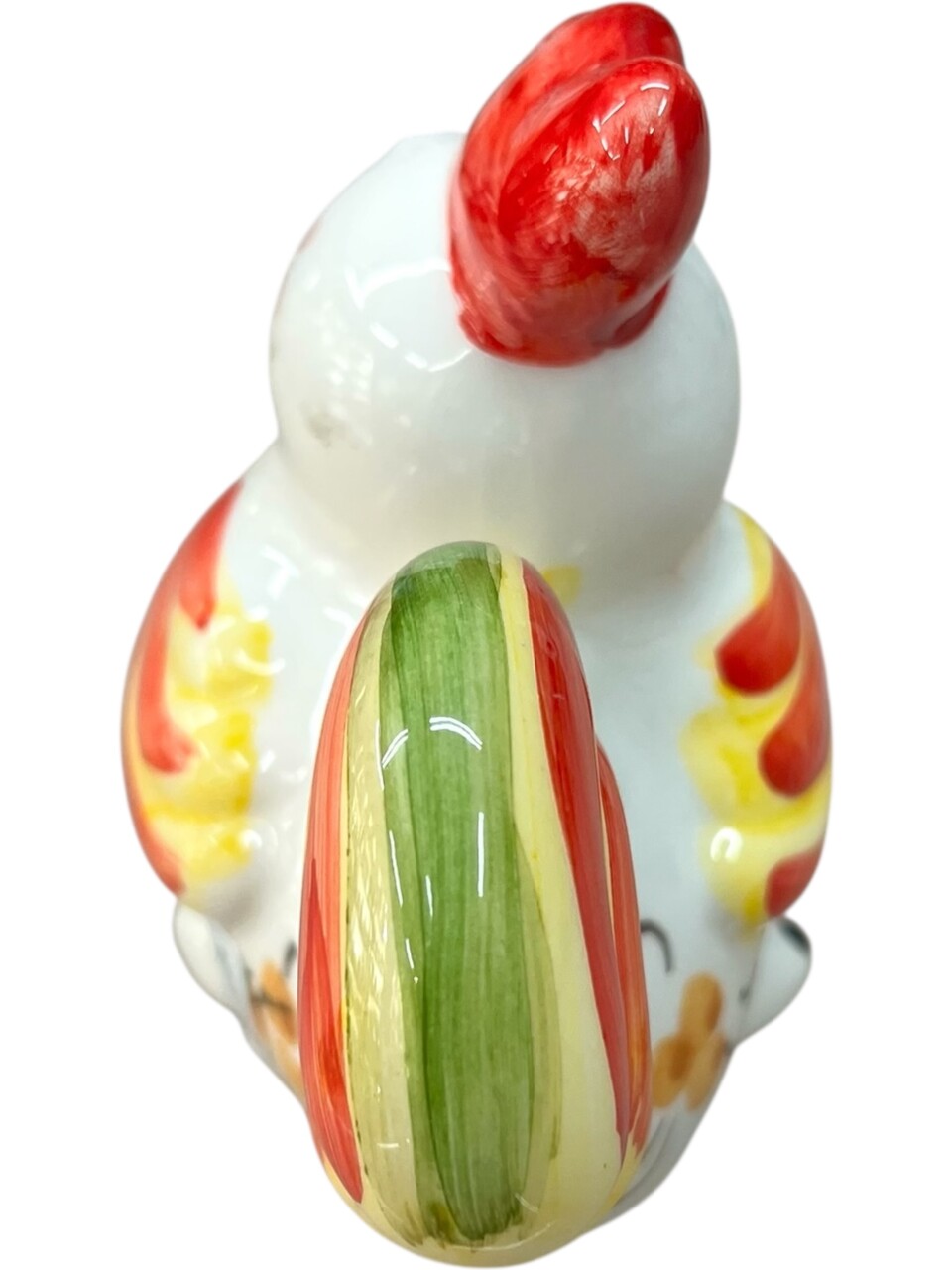 Galletto ornamentale in ceramica siciliana decoro floreale Produzione artigianale di Santo Stefano di Camastra h.13cm