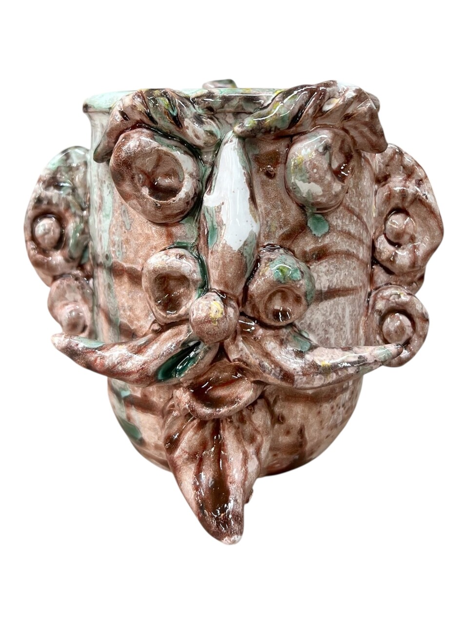 Boccale modello Sikano in ceramica siciliana decoro rosa antico effetto marmo Produzione artigianale di Santo Stefano di Camastra h.13cm