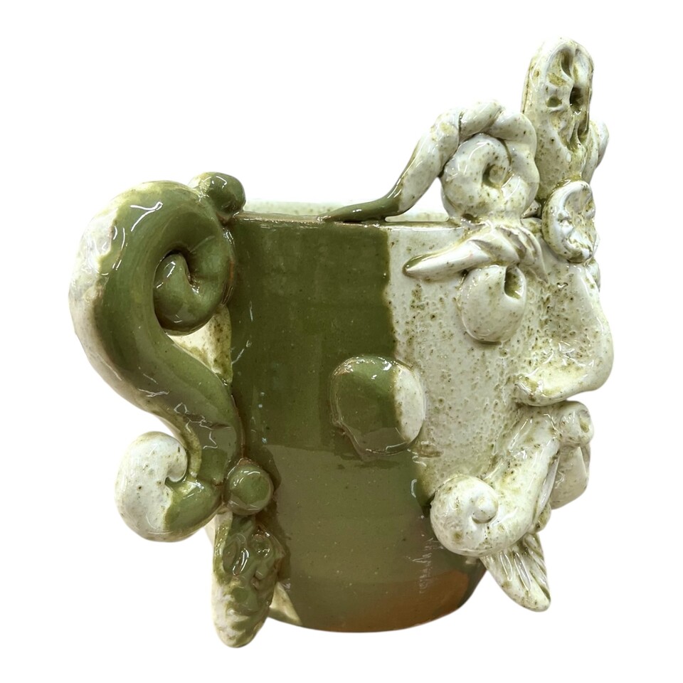 Testa di moro collezione I Miti modello Sikano decoro bianco effetto marmo e verde Produzione artigianale di Santo Stefano di Camastra h.20cm