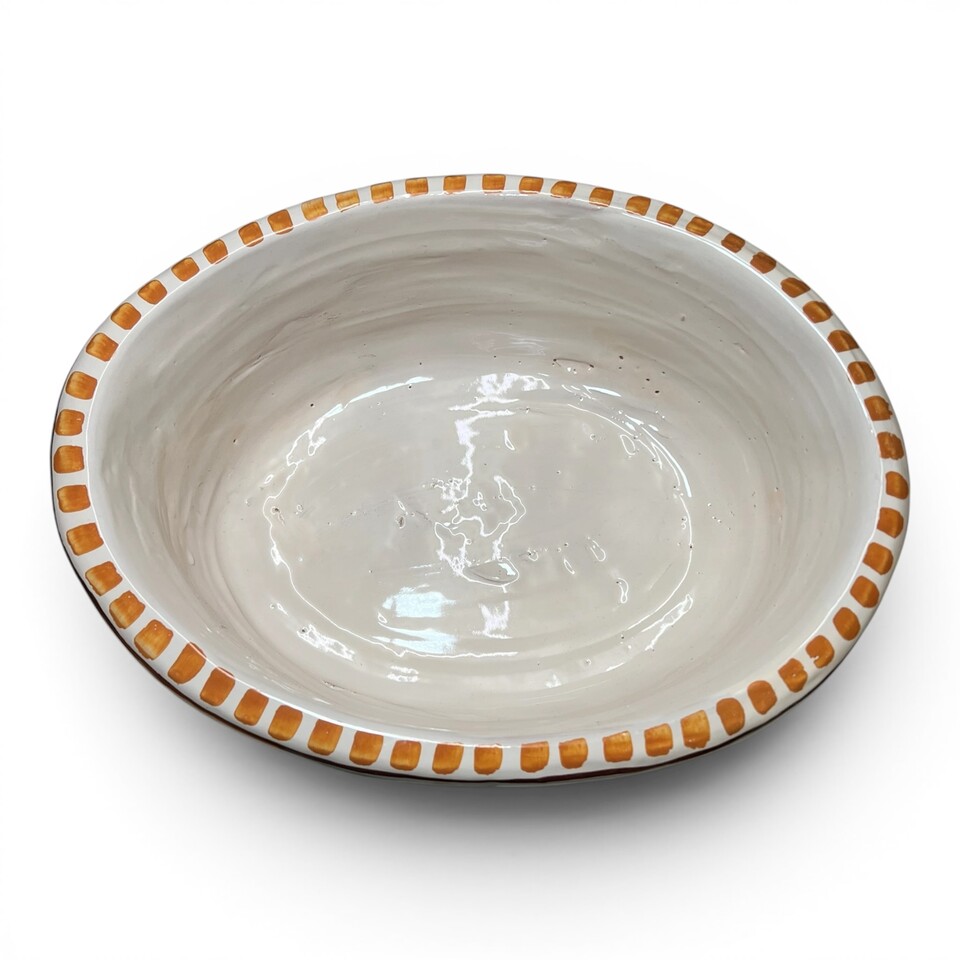 Fioriera cachepot ovale decoro limoni verde in ceramica siciliana Produzione artigianale di Santo Stefano di Camastra Lunghezza 32cm