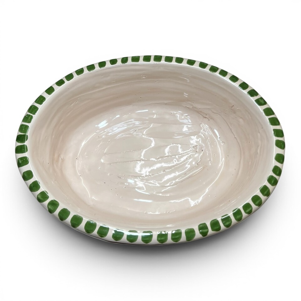 Fioriera cachepot ovale decoro floreale in ceramica siciliana Produzione artigianale di Santo Stefano di Camastra Lunghezza 32cm