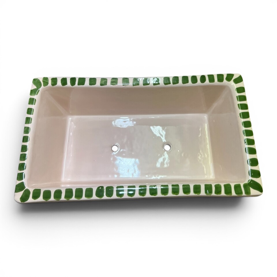 Fioriera cachepot rettangolare decoro limoni in ceramica siciliana Produzione artigianale di Santo Stefano di Camastra Lunghezza 43cm