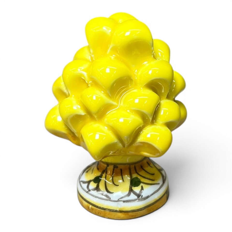 Pigna piccola con base decorata in ceramica siciliana Produzione artigianale di Caltagirone h.8/9cm