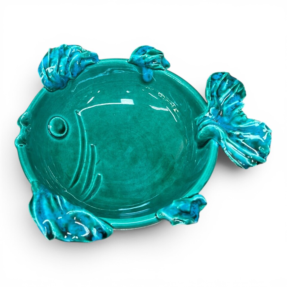 Pesce porta caramelle o vuota tasche in ceramica siciliana Produzione artigianale di Caltagirone Lunghezza 18cm