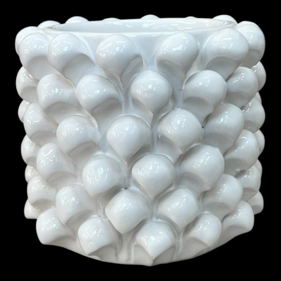 Vaso porta penne da scrivania a forma di pigna in ceramica siciliana vari colori Produzione artigianale di Caltagirone h.11cm