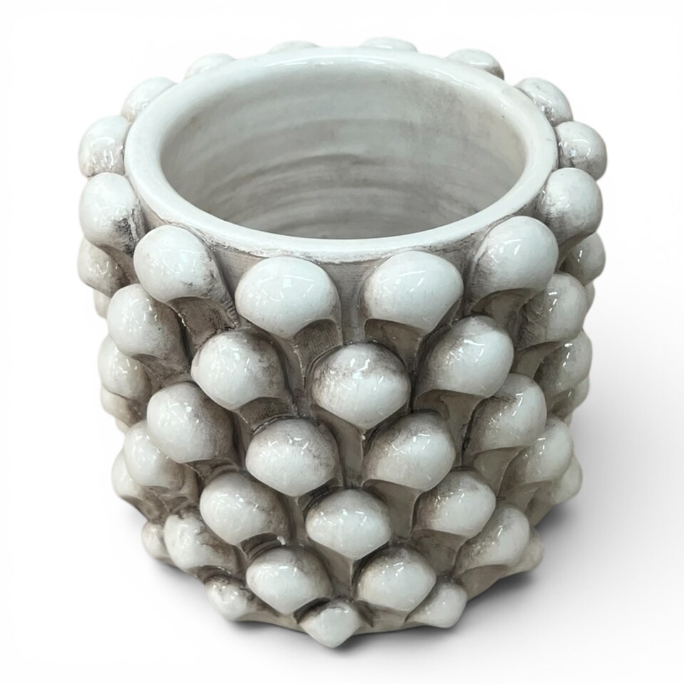 Vaso porta penne da scrivania a forma di pigna in ceramica siciliana vari colori Produzione artigianale di Caltagirone h.11cm